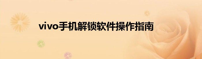 vivo手机解锁软件操作指南