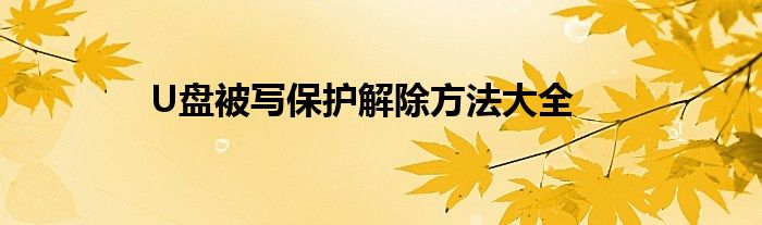 U盘被写保护解除方法大全