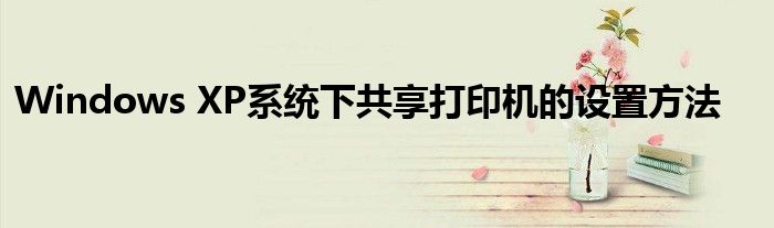 Windows XP系统下共享打印机的设置方法