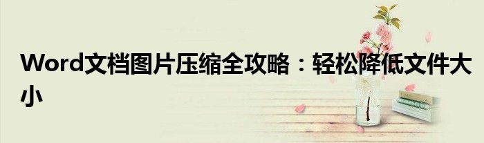 Word文档图片压缩全攻略：轻松降低文件大小