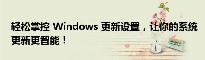 轻松掌控 Windows 更新设置，让你的系统更新更智能！
