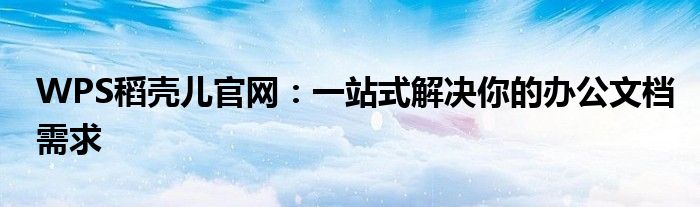 WPS稻壳儿官网：一站式解决你的办公文档需求