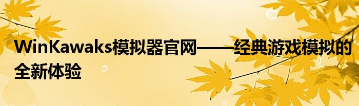 WinKawaks模拟器官网——经典游戏模拟的全新体验