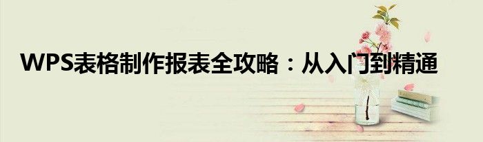 WPS表格制作报表全攻略：从入门到精通