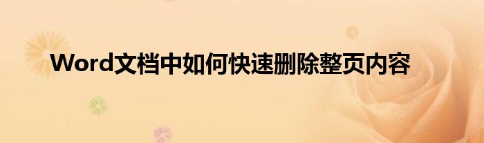 Word文档中如何快速删除整页内容