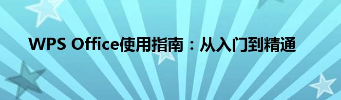 WPS Office使用指南：从入门到精通