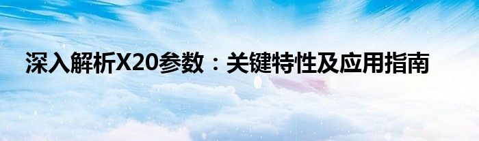 深入解析X20参数：关键特性及应用指南
