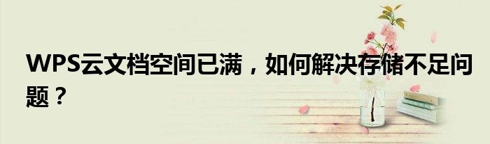 WPS云文档空间已满，如何解决存储不足问题？