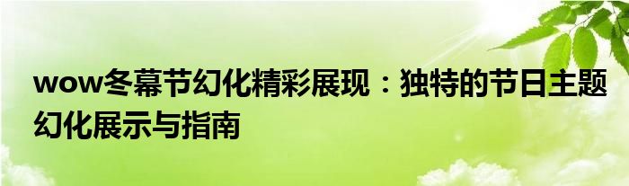 wow冬幕节幻化精彩展现：独特的节日主题幻化展示与指南
