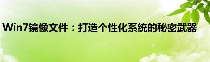 Win7镜像文件：打造个性化系统的秘密武器