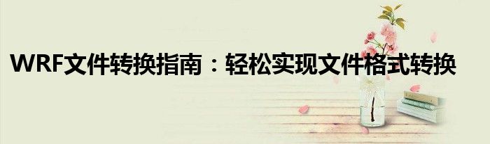 WRF文件转换指南：轻松实现文件格式转换
