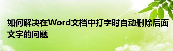如何解决在Word文档中打字时自动删除后面文字的问题