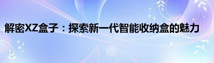 解密XZ盒子：探索新一代智能收纳盒的魅力
