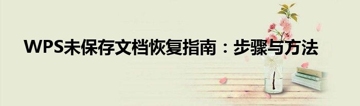 WPS未保存文档恢复指南：步骤与方法