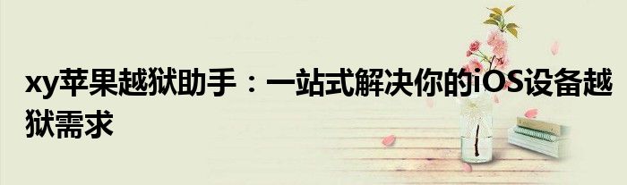 xy苹果越狱助手：一站式解决你的iOS设备越狱需求