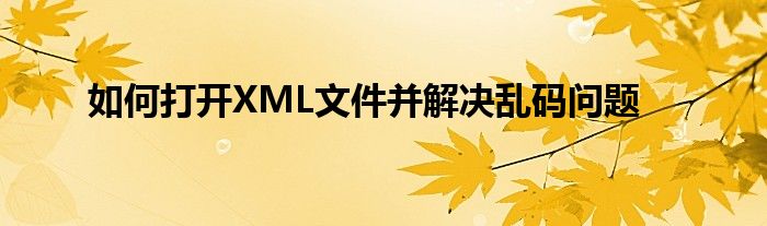 如何打开XML文件并解决乱码问题