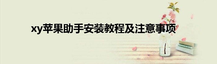 xy苹果助手安装教程及注意事项