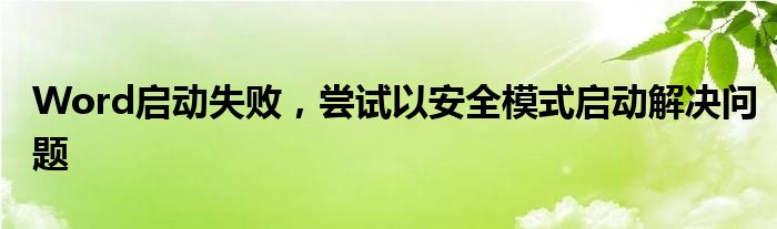 Word启动失败，尝试以安全模式启动解决问题