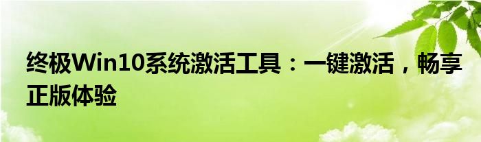 终极Win10系统激活工具：一键激活，畅享正版体验