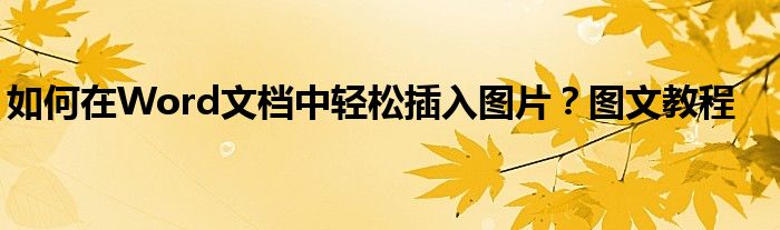 如何在Word文档中轻松插入图片？图文教程