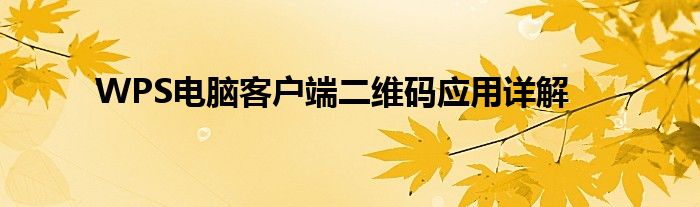 WPS电脑客户端二维码应用详解