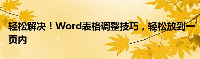 轻松解决！Word表格调整技巧，轻松放到一页内