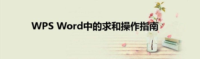 WPS Word中的求和操作指南