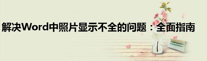 解决Word中照片显示不全的问题：全面指南