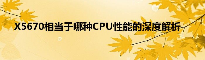 X5670相当于哪种CPU性能的深度解析