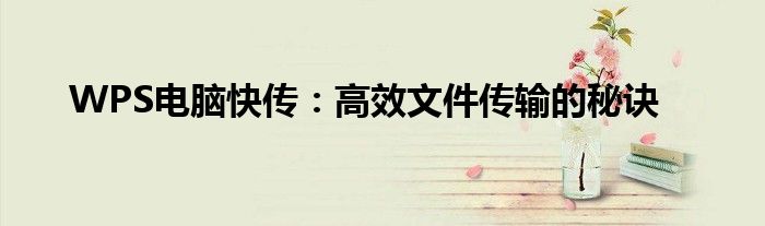 WPS电脑快传：高效文件传输的秘诀