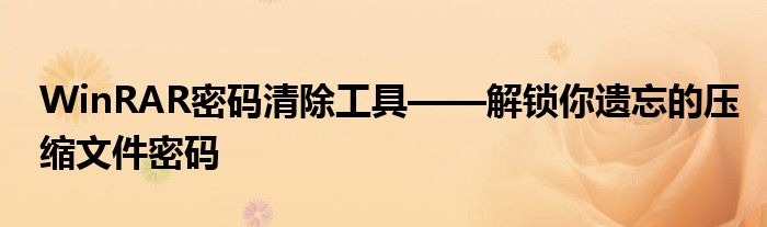 WinRAR密码清除工具——解锁你遗忘的压缩文件密码
