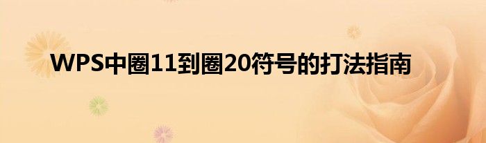 WPS中圈11到圈20符号的打法指南