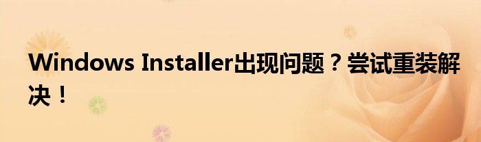 Windows Installer出现问题？尝试重装解决！