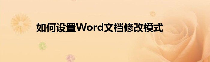 如何设置Word文档修改模式