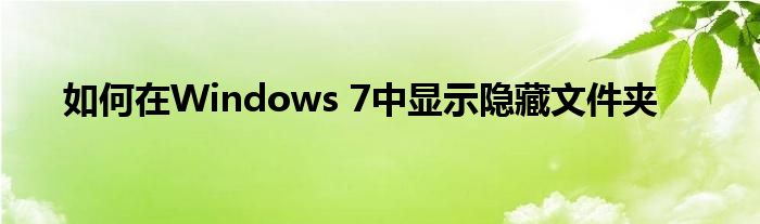如何在Windows 7中显示隐藏文件夹