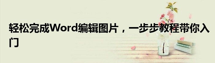 轻松完成Word编辑图片，一步步教程带你入门