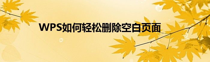 WPS如何轻松删除空白页面
