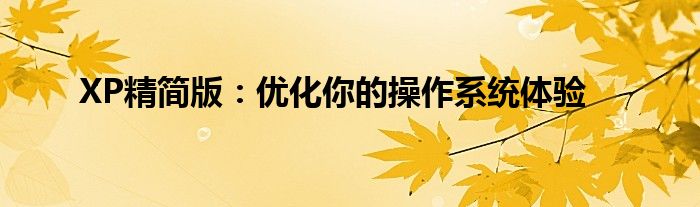 XP精简版：优化你的操作系统体验