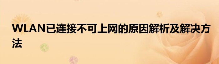 WLAN已连接不可上网的原因解析及解决方法