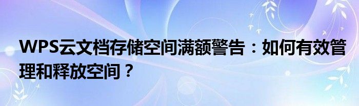WPS云文档存储空间满额警告：如何有效管理和释放空间？
