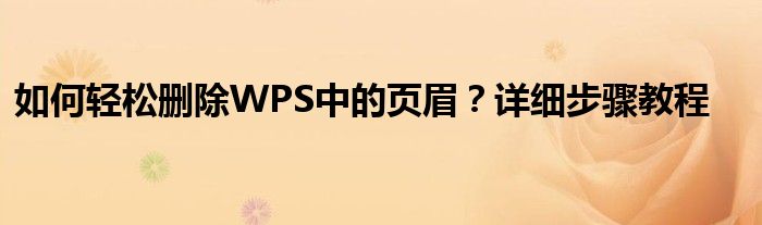 如何轻松删除WPS中的页眉？详细步骤教程