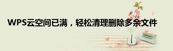 WPS云空间已满，轻松清理删除多余文件