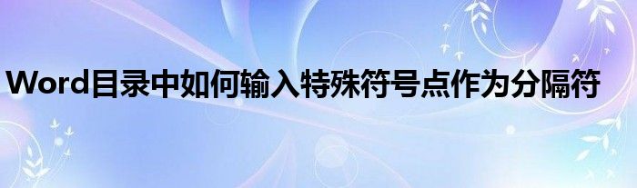 Word目录中如何输入特殊符号点作为分隔符