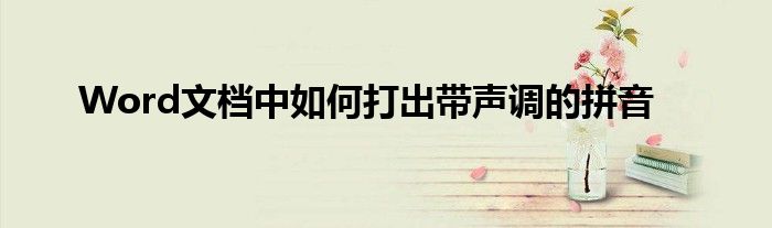 Word文档中如何打出带声调的拼音