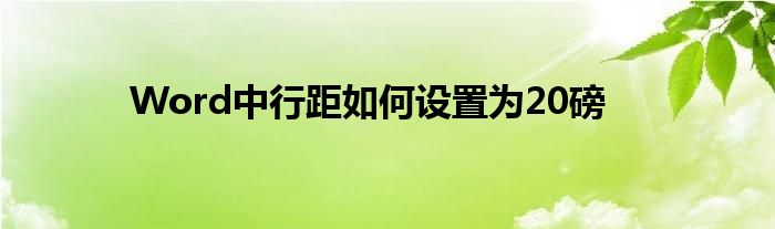 Word中行距如何设置为20磅