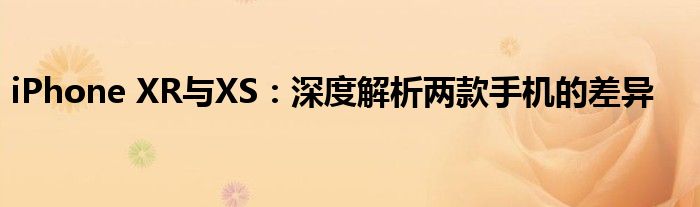 iPhone XR与XS：深度解析两款手机的差异