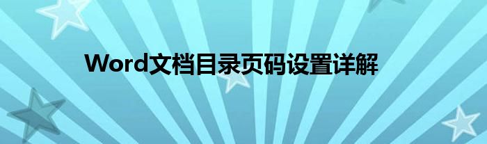 Word文档目录页码设置详解