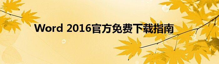 Word 2016官方免费下载指南