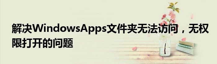 解决WindowsApps文件夹无法访问，无权限打开的问题