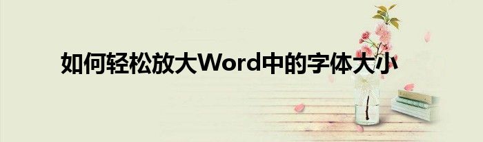 如何轻松放大Word中的字体大小